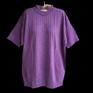 TDC Collection New York Womens Knit Top Short Sleeves Purple Size XL